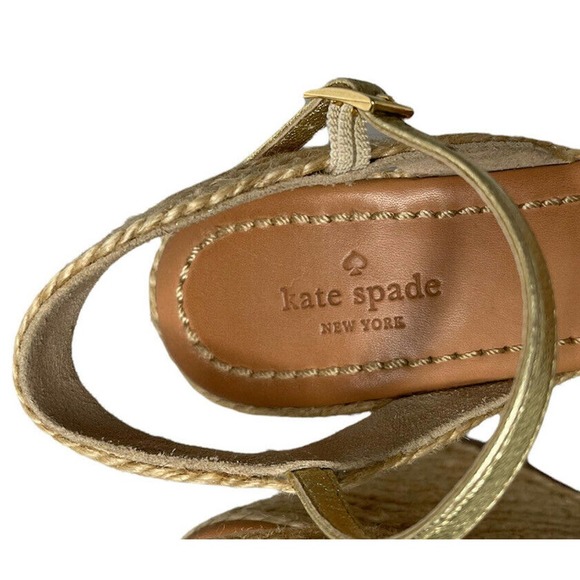 Kate Spade Carmelita Black White Stripe Bow Espadrille Nautical Wedge Sandals 7 - Picture 11 of 12